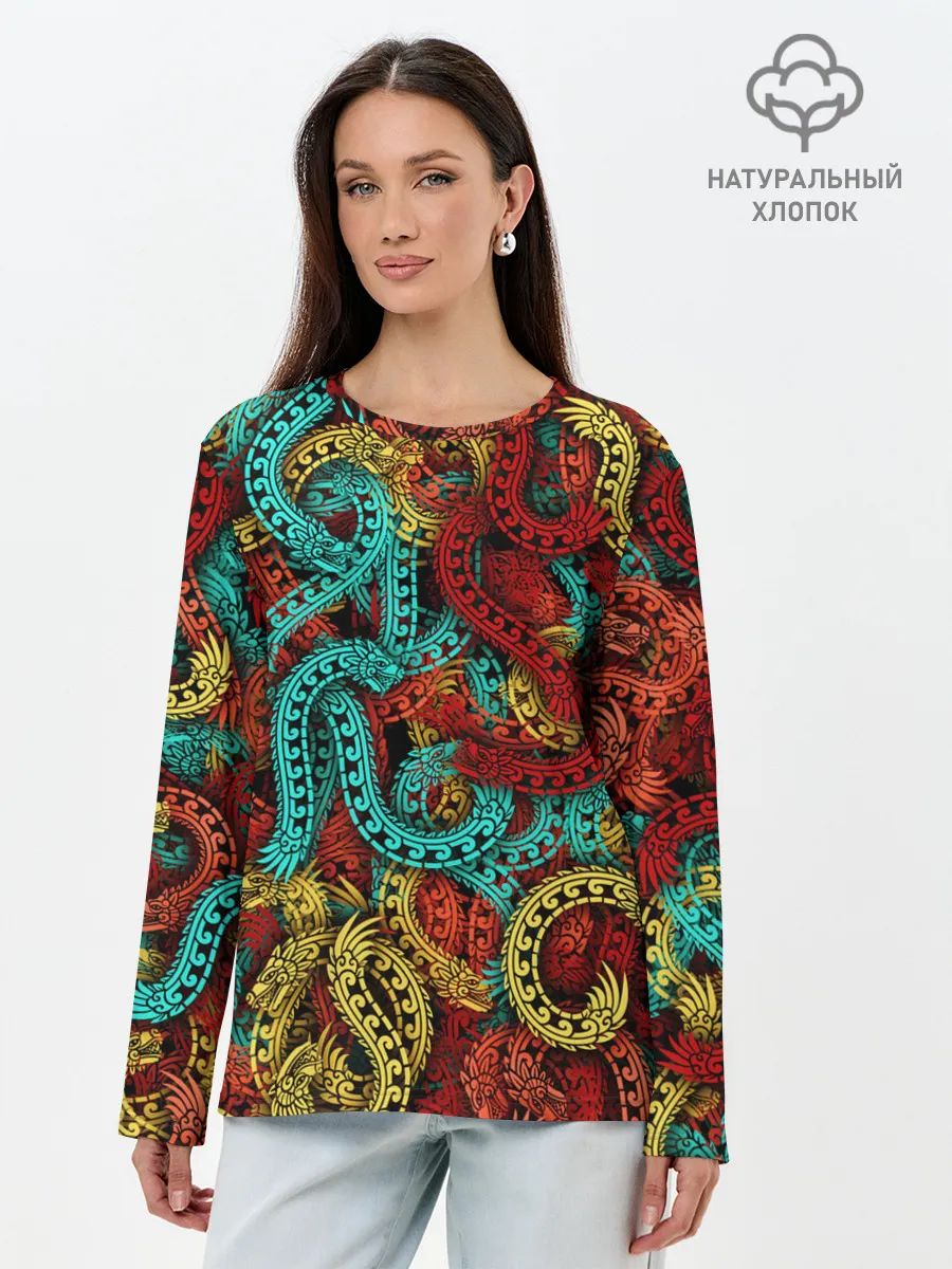 Лонгслив женский. Хлопок / Кетцалькоатли