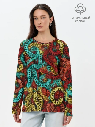 Лонгслив женский. Хлопок / Кетцалькоатли