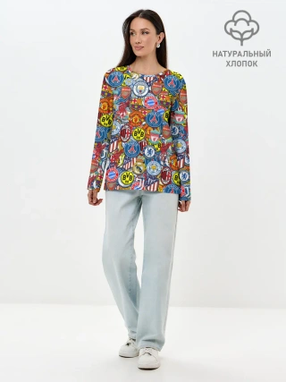 Лонгслив женский. Хлопок / ЛОГОТИПЫ ФУТБОЛЬНЫХ КОМАНД