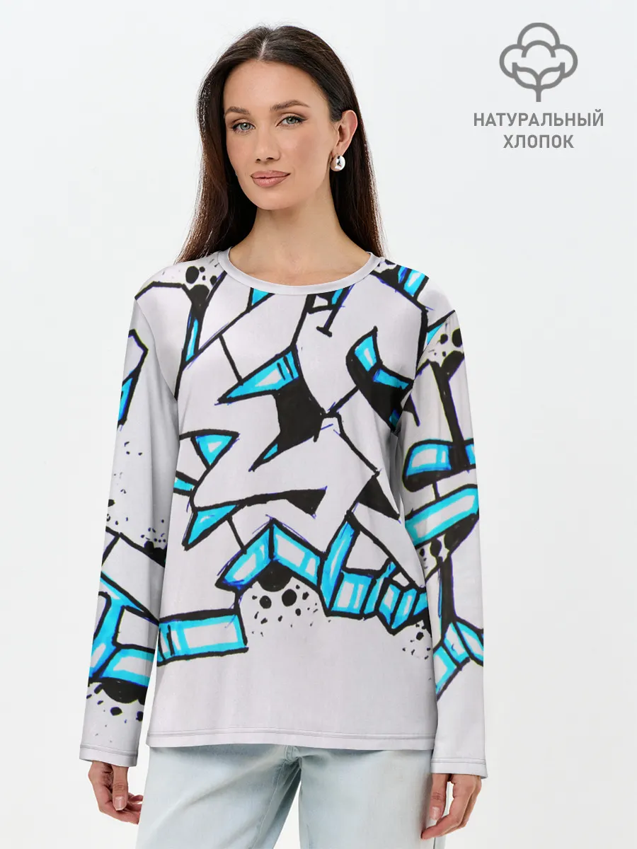Лонгслив женский. Хлопок / Граффити