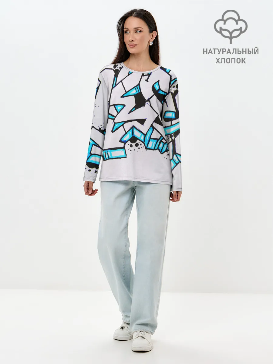 Лонгслив женский. Хлопок / Граффити