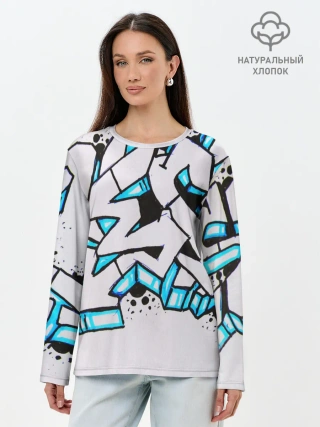 Лонгслив женский. Хлопок / Граффити