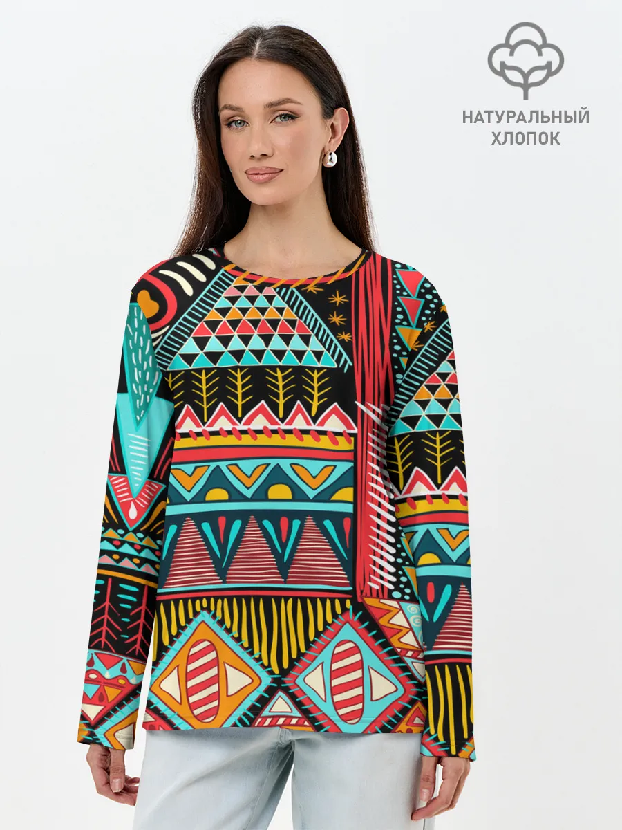 Лонгслив женский. Хлопок / Африканский стиль