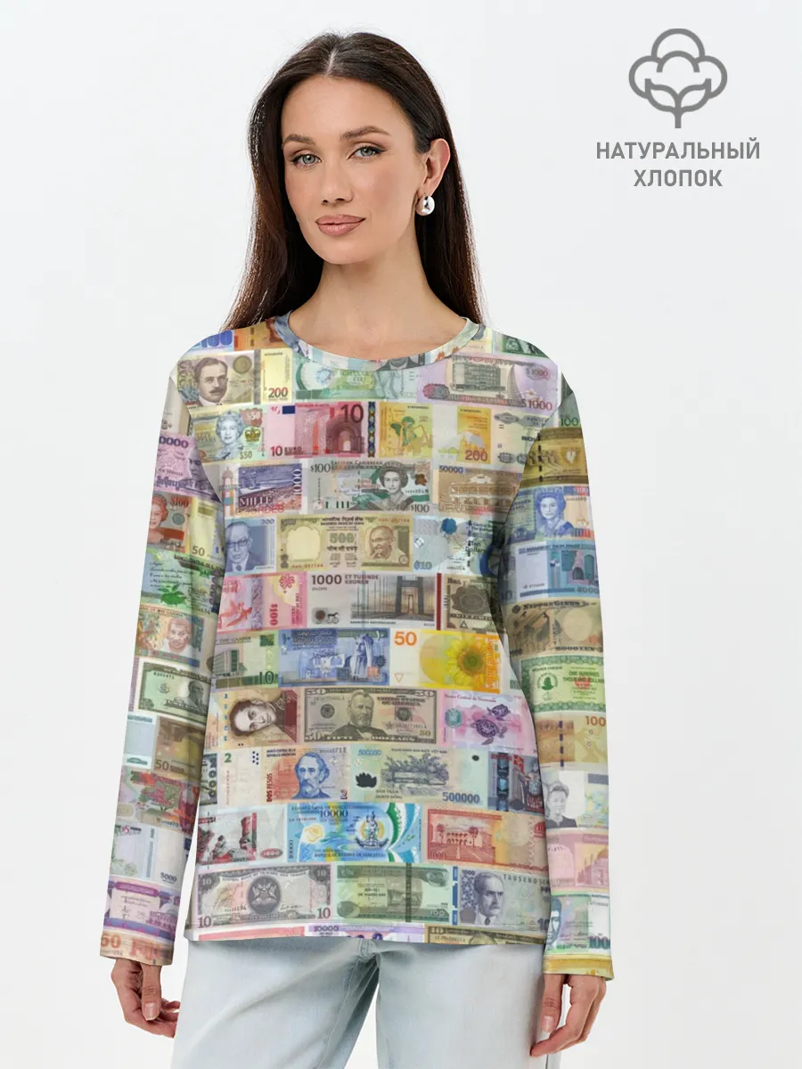 Лонгслив женский. Хлопок / Деньги мира