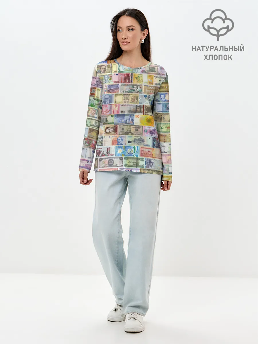Лонгслив женский. Хлопок / Деньги мира