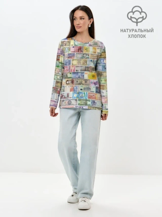 Лонгслив женский. Хлопок / Деньги мира