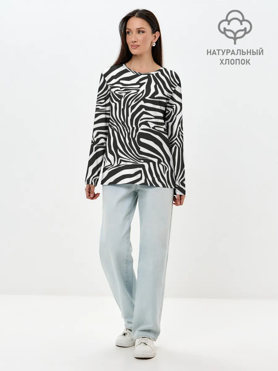 Лонгслив женский. Хлопок / Полосы зебры