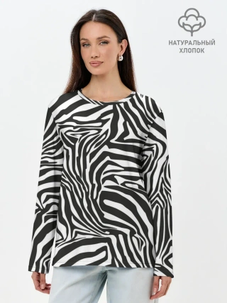 Лонгслив женский. Хлопок / Полосы зебры