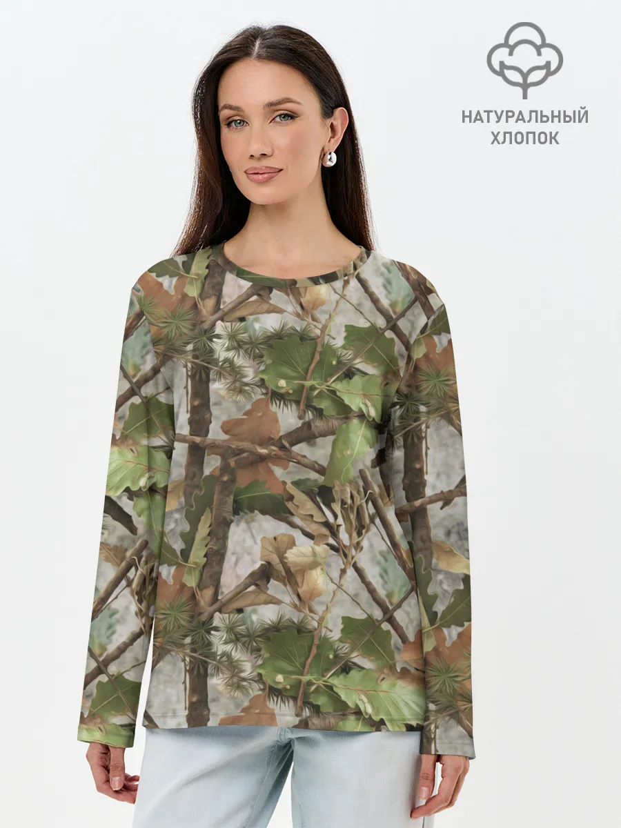 Лонгслив женский. Хлопок / Камуфляж