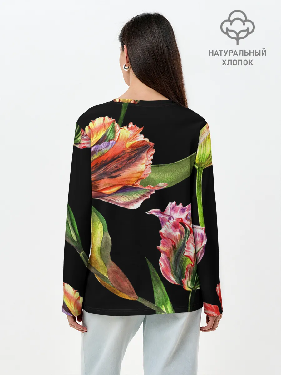 Лонгслив женский. Хлопок / Тюльпан