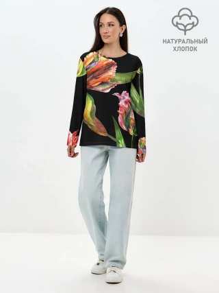 Лонгслив женский. Хлопок / Тюльпан