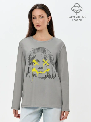 Лонгслив женский. Хлопок / Курт Кобейн