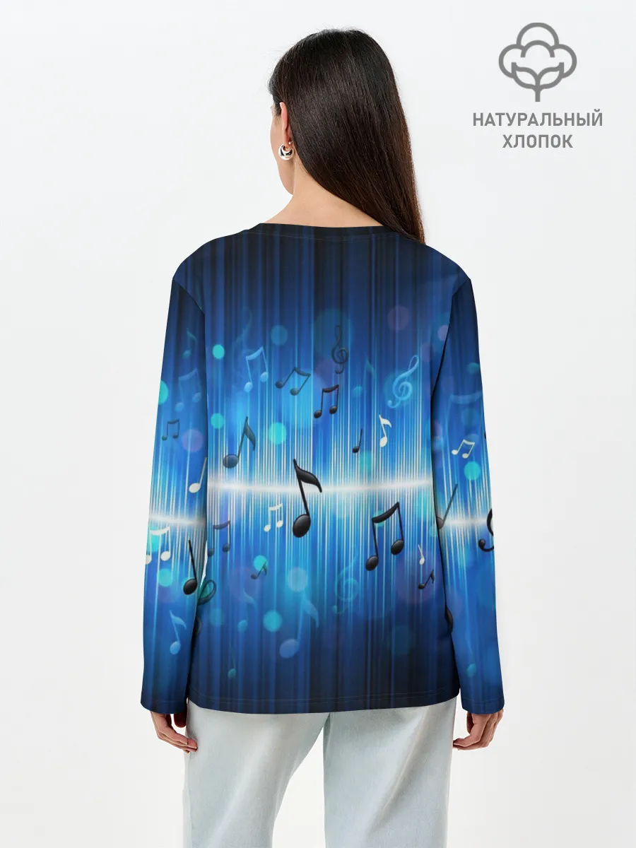 Лонгслив женский. Хлопок / Абстракция музыка