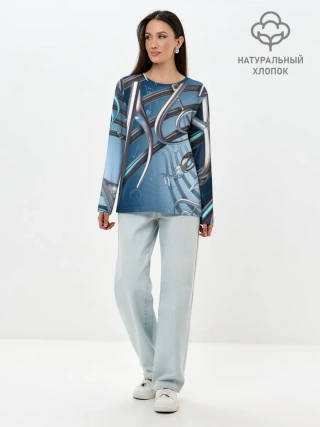 Лонгслив женский. Хлопок / Металлические ноты