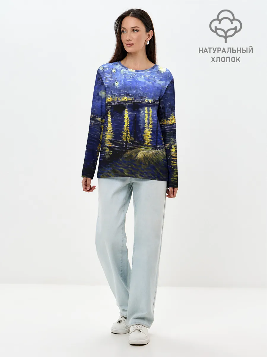 Лонгслив женский. Хлопок / Морской причал