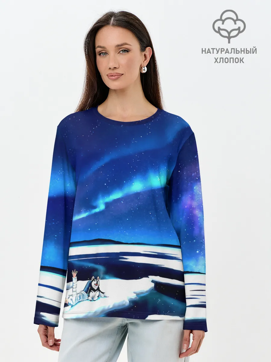 Лонгслив женский. Хлопок / Мальчик и Хаски