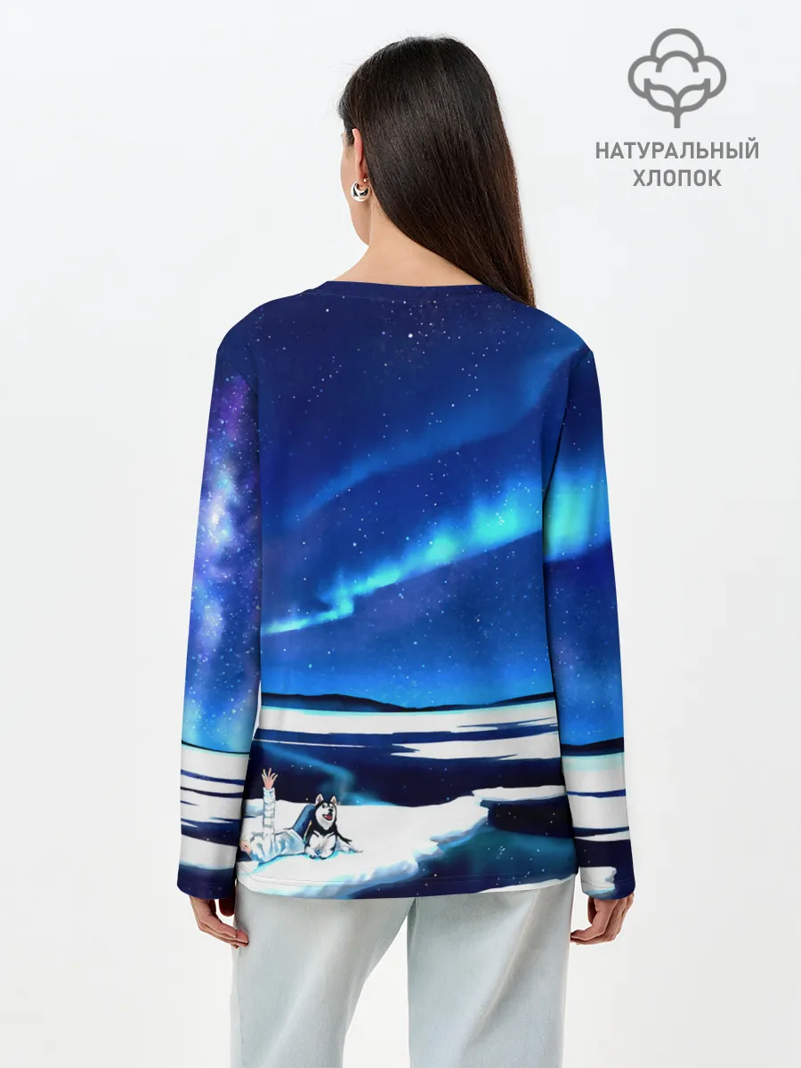 Лонгслив женский. Хлопок / Мальчик и Хаски