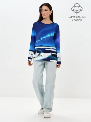 Лонгслив женский. Хлопок / Мальчик и Хаски