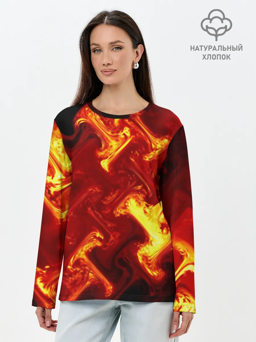 Лонгслив женский. Хлопок / Огненная лава