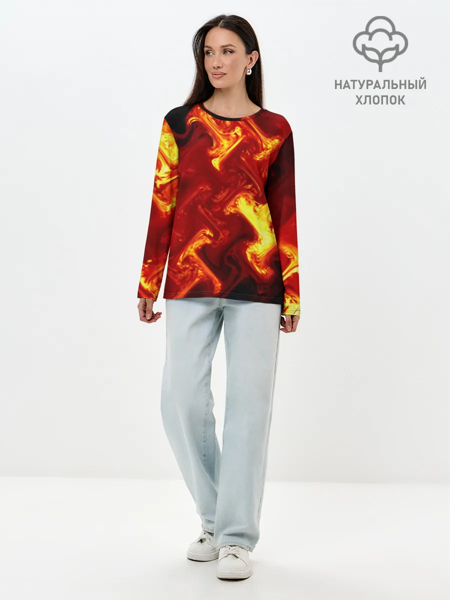 Лонгслив женский. Хлопок / Огненная лава