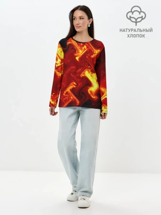 Лонгслив женский. Хлопок / Огненная лава