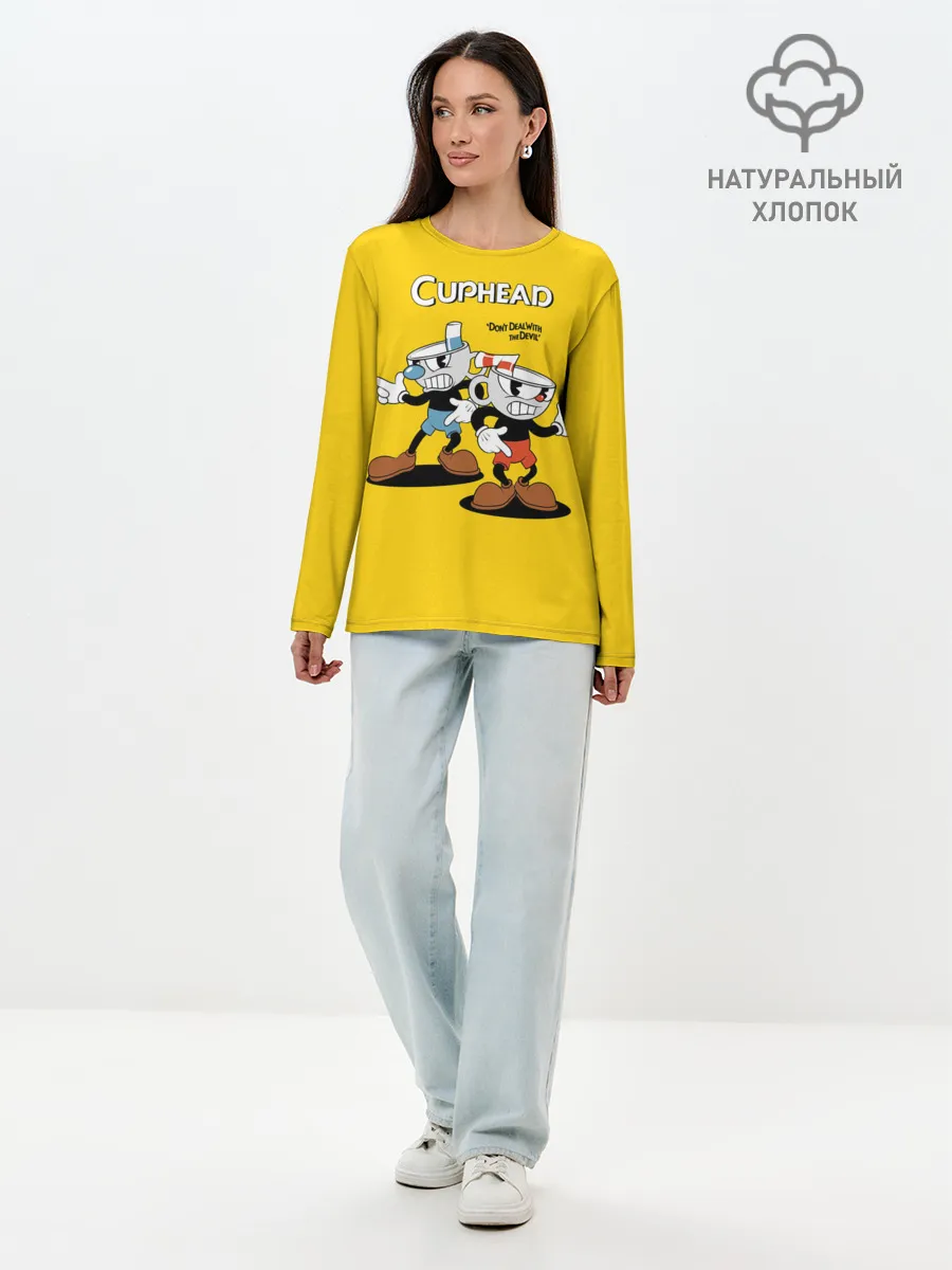 Лонгслив женский. Хлопок / Cuphead
