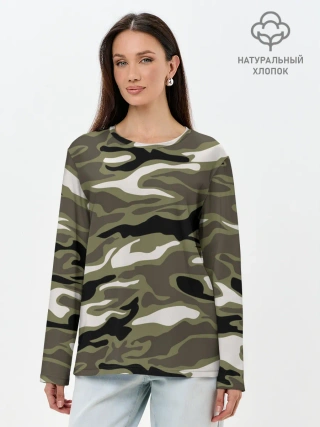 Лонгслив женский. Хлопок / Камуфляж