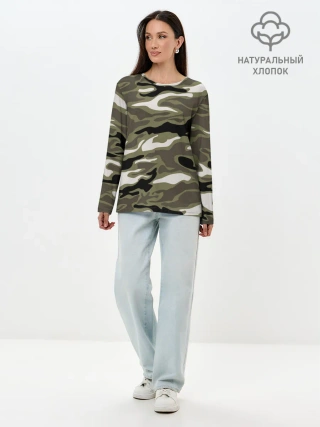 Лонгслив женский. Хлопок / Камуфляж