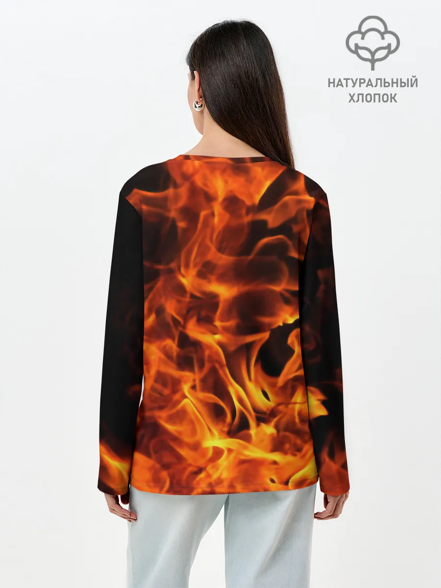 Лонгслив женский. Хлопок / огонь