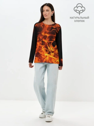 Лонгслив женский. Хлопок / огонь