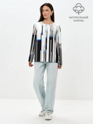 Лонгслив женский. Хлопок / Абстракция Глитч