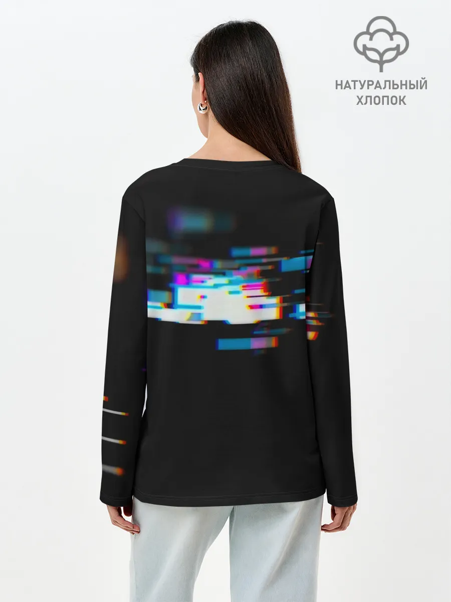 Лонгслив женский. Хлопок / Глитч