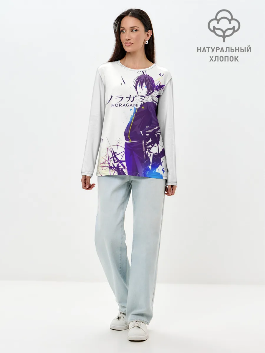 Лонгслив женский. Хлопок / NORAGAMI Yato blue