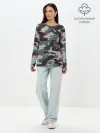Лонгслив женский. Хлопок / Серый камуфляж