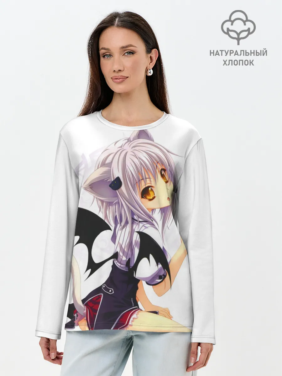 Лонгслив женский. Хлопок / High School DxD, Конэко
