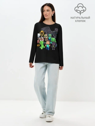 Лонгслив женский. Хлопок / Майнкрафт
