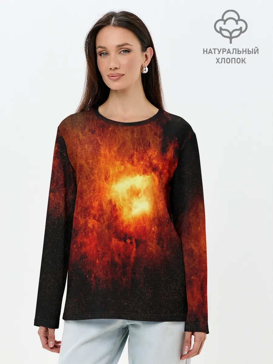 Лонгслив женский. Хлопок / Черная дыра