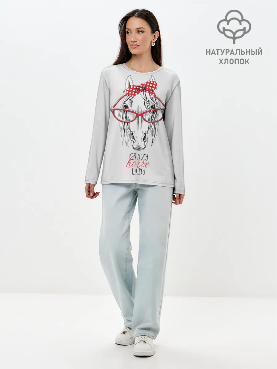 Лонгслив женский. Хлопок / Crazy horse lady