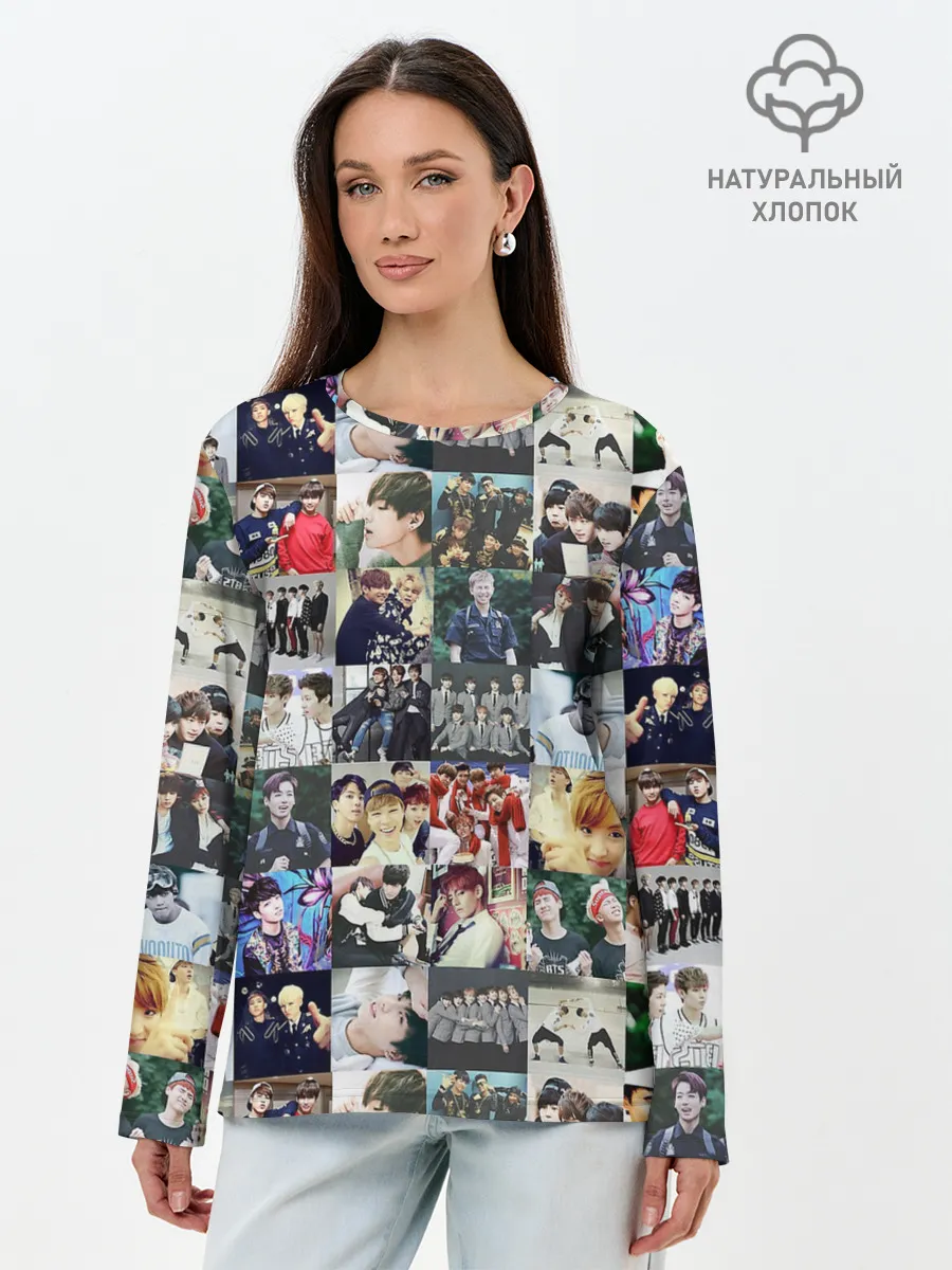 Лонгслив женский. Хлопок / BTS Collage