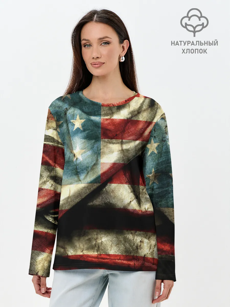 Лонгслив женский. Хлопок / USA 3D