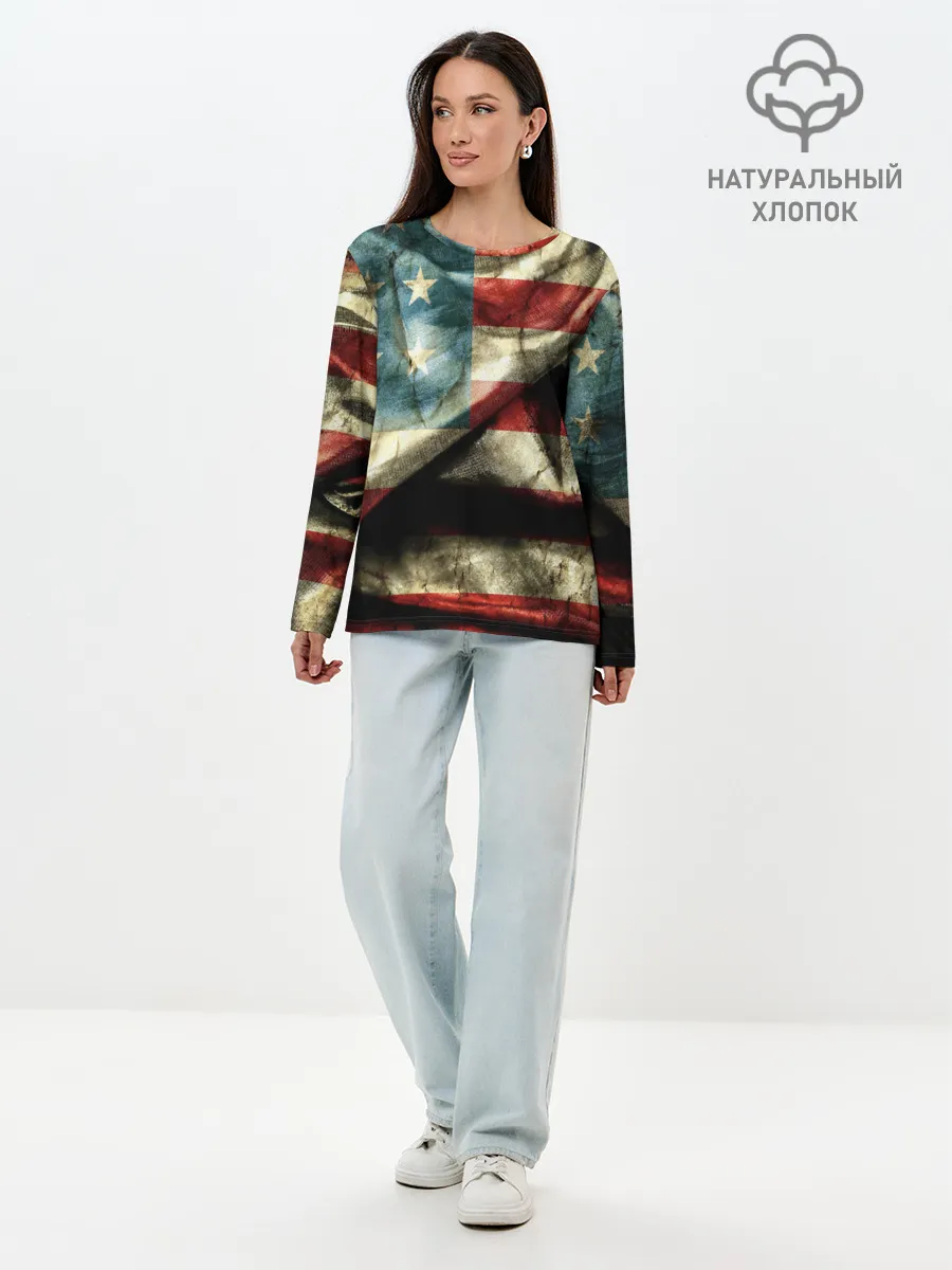 Лонгслив женский. Хлопок / USA 3D