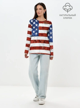 Лонгслив женский. Хлопок / США ФЛАГ