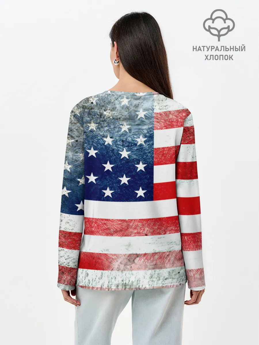 Лонгслив женский. Хлопок / Америка Флаг