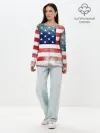 Лонгслив женский. Хлопок / Америка Флаг