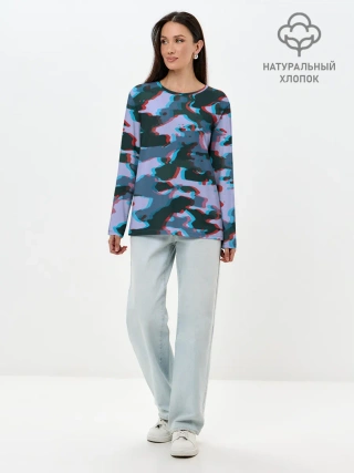 Лонгслив женский. Хлопок / Камуфляж