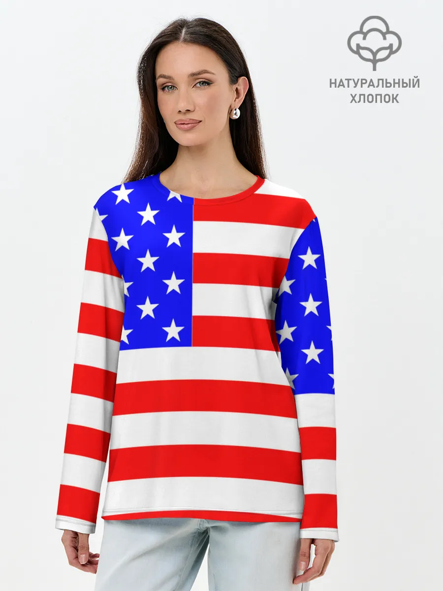Лонгслив женский. Хлопок / АМЕРИКАНСКИЙ ФЛАГ