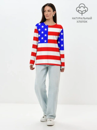 Лонгслив женский. Хлопок / АМЕРИКАНСКИЙ ФЛАГ