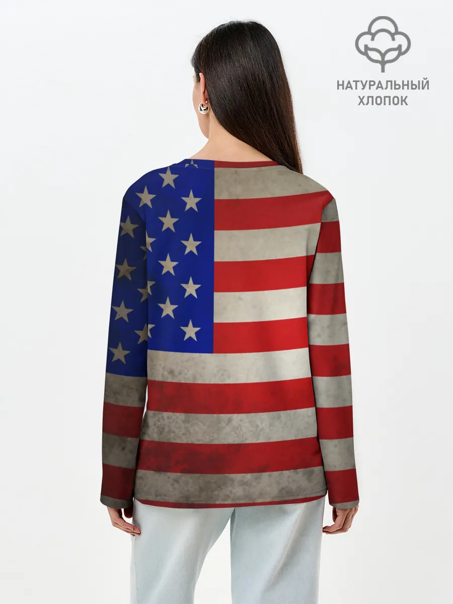 Лонгслив женский. Хлопок / Американский флаг