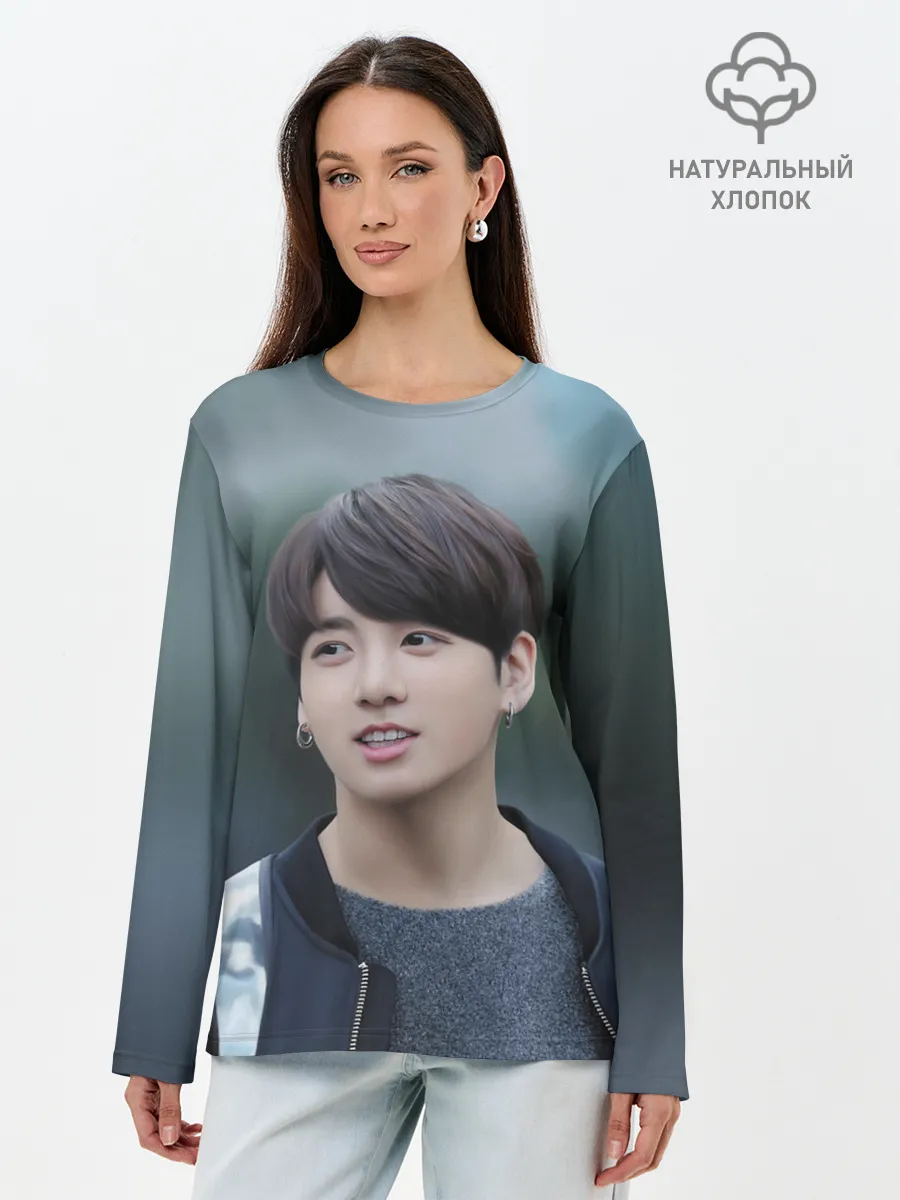 Лонгслив женский. Хлопок / Корейский Поп
