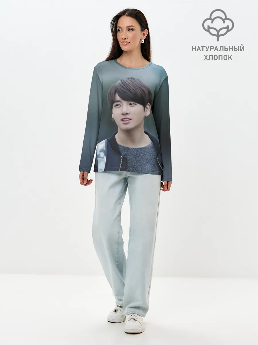 Лонгслив женский. Хлопок / Корейский Поп